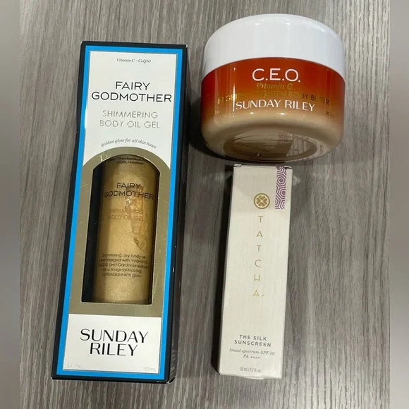 Sunday Riley Fairy Godmother Body Oil Gel, cream + Tatcha Sunscreen SPF 50 - Picture 2 of 5